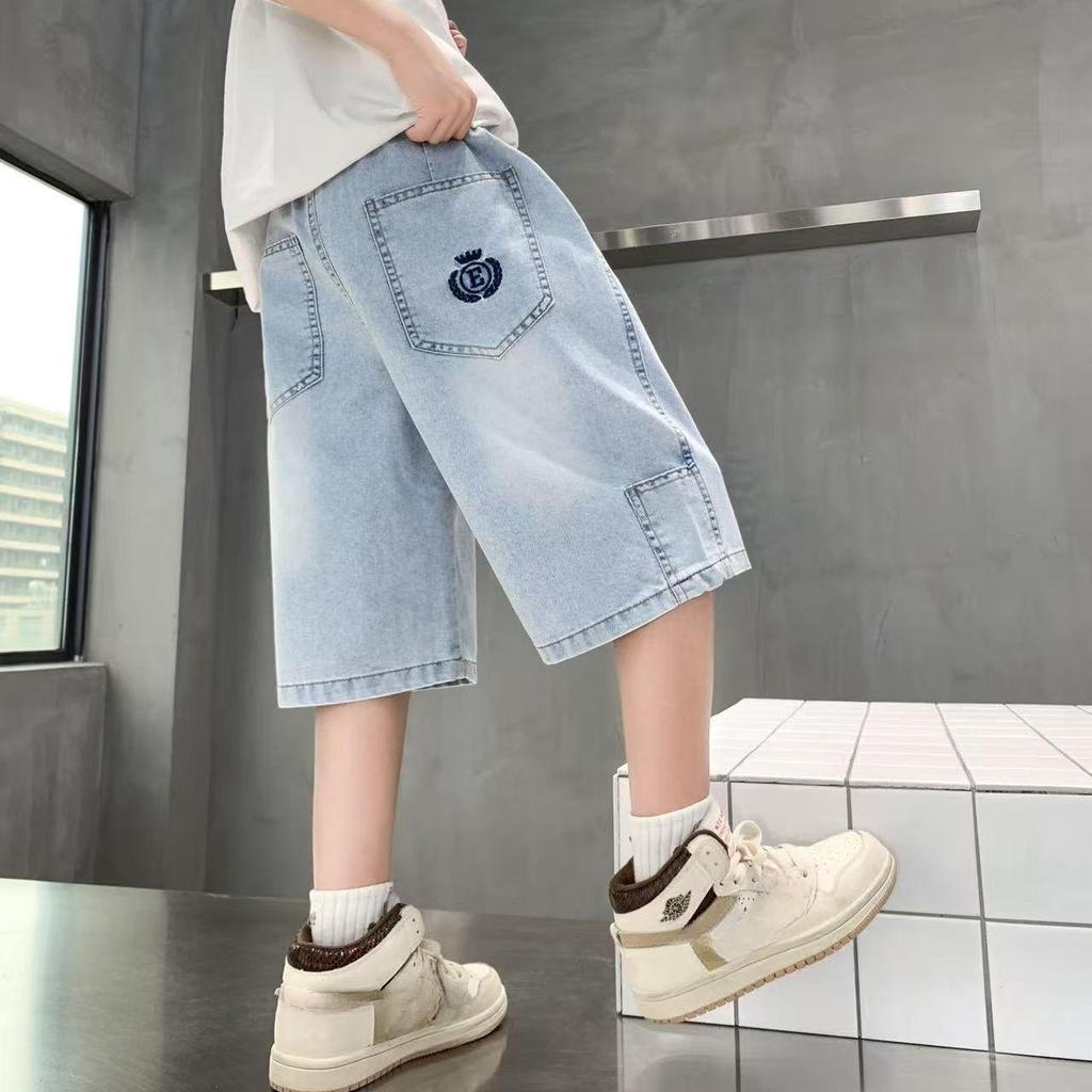 Boys' Summer Pants Children's Cropped Pants Ultra-thin Jeans Soft Denim Pants