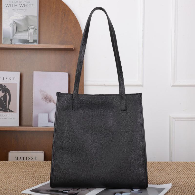 Genuine Leather Women's Large Tote Bag - Full Grain Cowhide, Versatile Single Shoulder, Fits Laptop, A4, Ideal for Commuting.