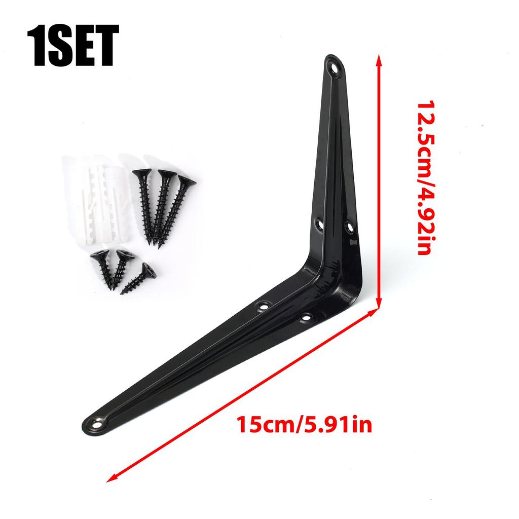 Heavy Duty L-Shaped Triangular Shelf Brackets Cold-rolled Steel Right Angle Wall Mount Joints with Screws Furniture Hardware