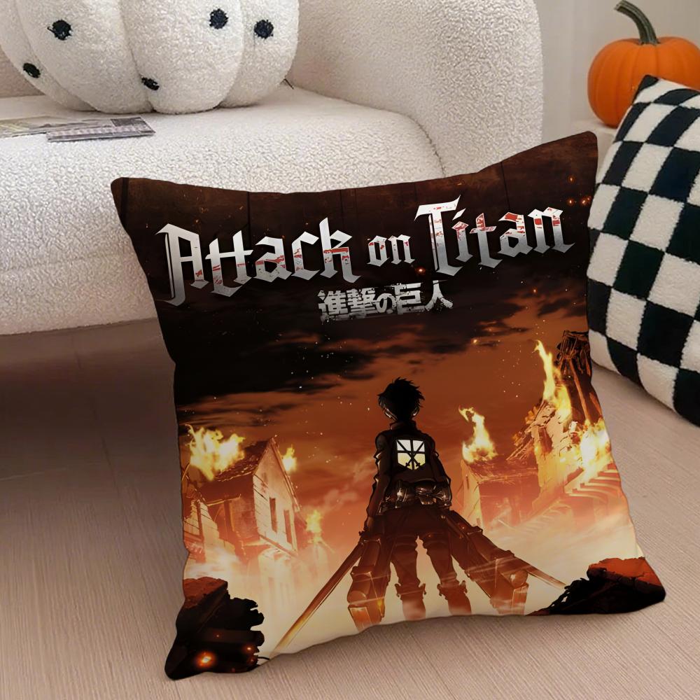 AAttack on Titan Cushion Cover Linen Pillow Case Soft Breathable Protective Couch Room Decoration