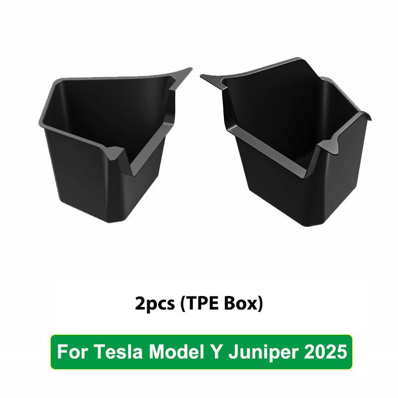 For Tesla Model Y Juniper 2025 2026 Launch Trunk Side Storage Box Boot Organizer Flocked TPE Mat Anti-dirty Travel Accessories