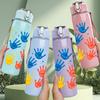 1PC Colorful Kids Handprints 750ml Color Plastic Sports Water Bottle Leakproof Flip Straw Lid Suitable for Sports Office Home Use