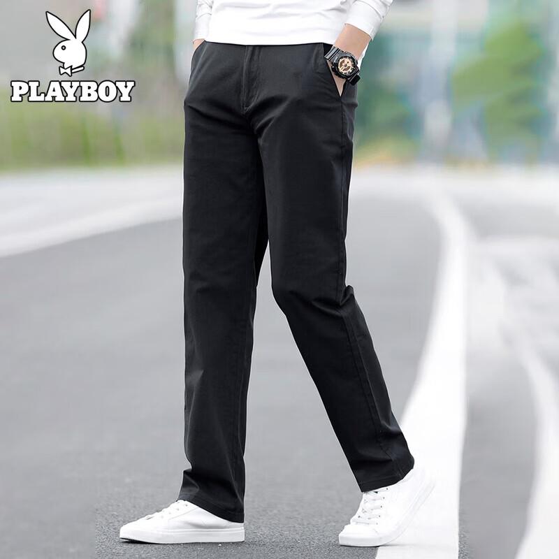PLAYBOY Men s Summer Cotton Blend Straight Slim Casual Pants 36