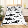 Shark Duvet Cover Queen Marine Life Comforter Cover Blue And White Cartoon Shark Bedding Set Nautical Ocean Theme Quilt Cover