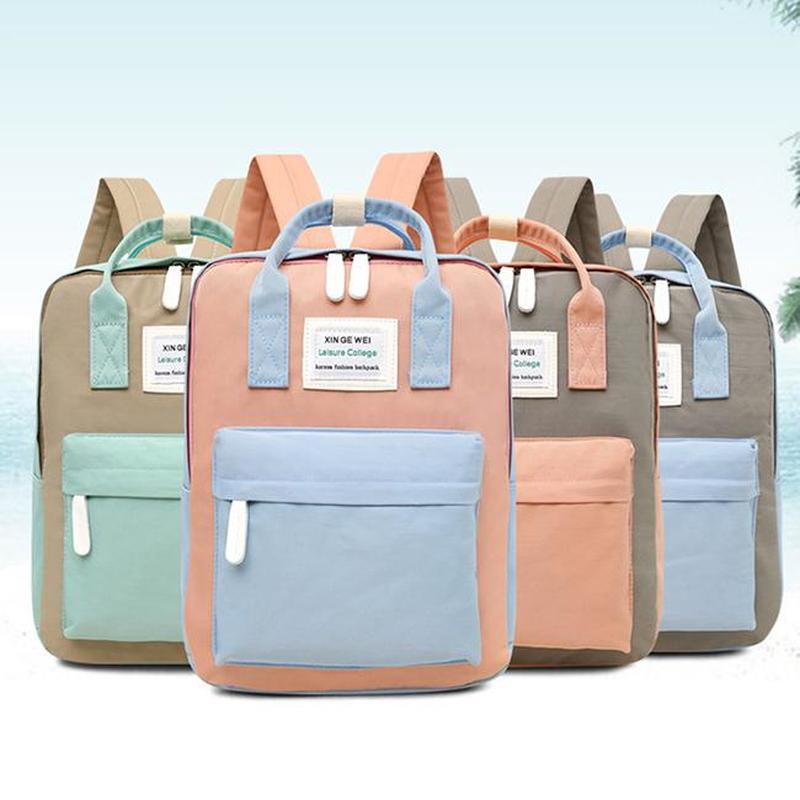 Canvas Backpack Preppy Style School Knapsack for Teenager Girls Large Capacity Travel Bags