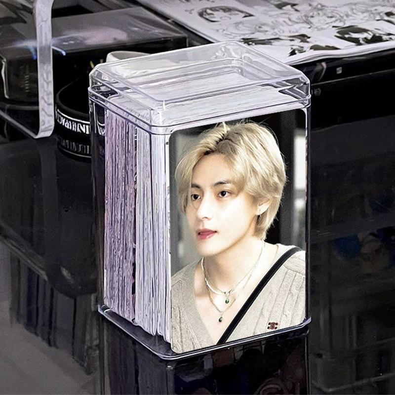 Transparent Plastic Card Storage Box 3 inch Kpop Idol Photocards Storage Case Desktop Organizer Classification Box Stationery