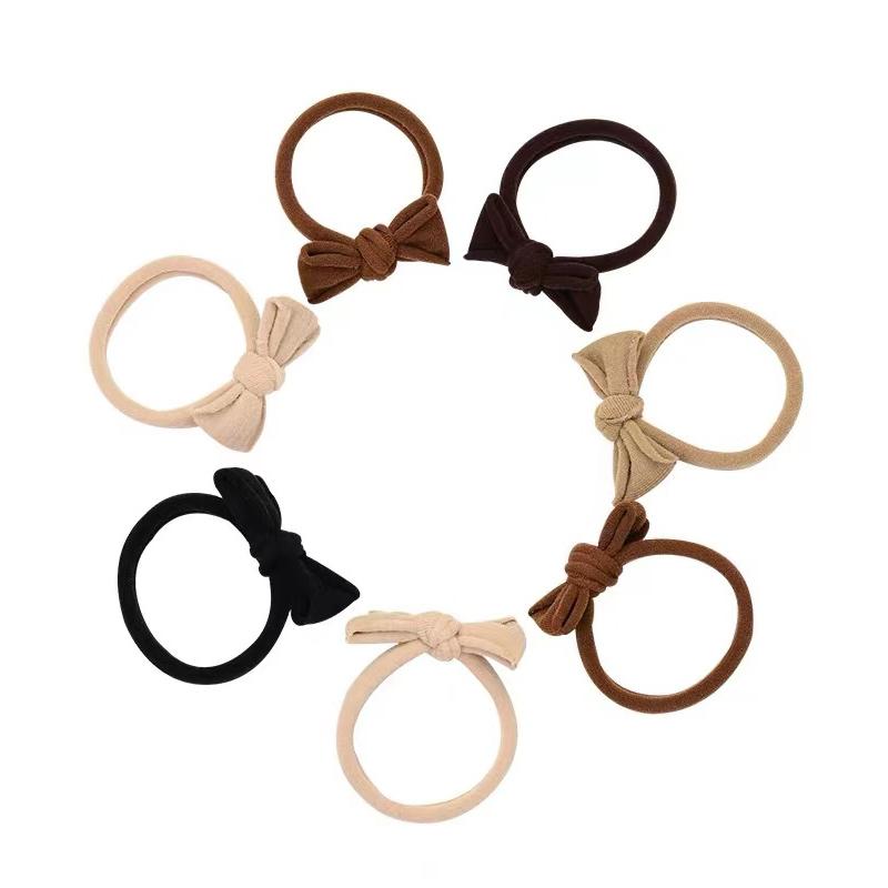 10PCS Brown/Black/White Bow Knot Hair Bands For Women 5 Color Girls Ponytail Holder Hair Ties Fashion Hiar Accessories 2021 New