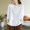 Retro Artistic Long Sleeve T Shirt Women's Casual Slim Fit Button Base Shirt Spring Autumn Arrival