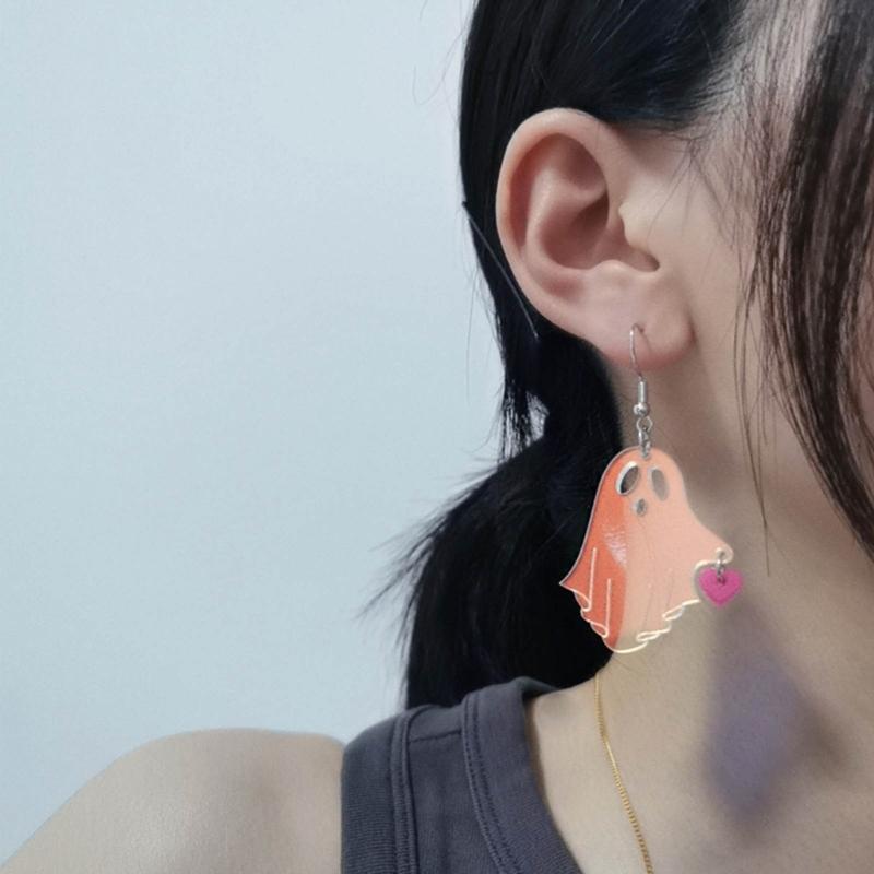 Novelty Acrylic Specter Earrings Holiday Party Favor Decoration Supply Colorful Specter Charm Stud Earring Jewelry Gift