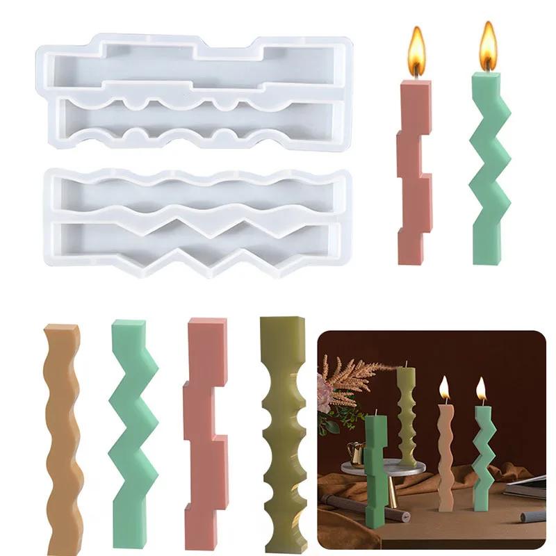 Long Strip Wavy Silicone Candle Mold Geometric Shaped Candles Making Supplies Kit DIY Plaster Resin Soap Mould Home Decor Crafts
