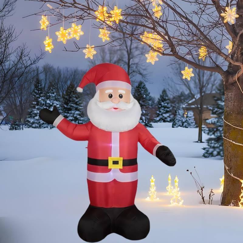 Färgglad Uppblåsbar Jultomte Med LED-lampor För Festlig Utomhusdekoration