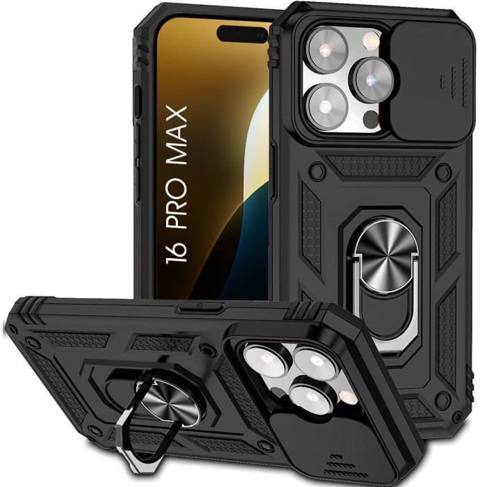 Coque de protection - BOOLING - pour iPhone 16 Pro Max - Antichoc - Support rotatif - Protection caméra