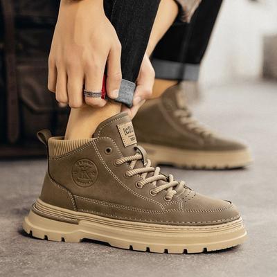 Mode Heren Tooling Laarzen Lente Herfst Casual Laars voor Mannen Persoonlijkheid Straat Antislip Slijtvast Mode Buiten Mannen Schoenen