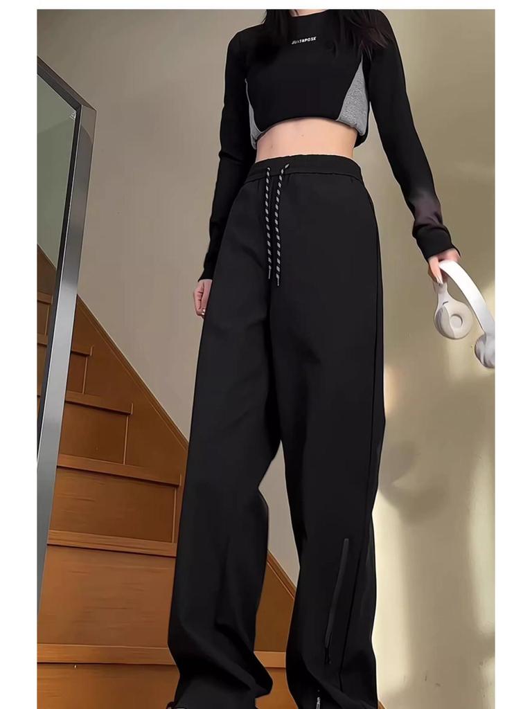 Women's Wide-Leg Cargo Pants: American Vibe, Windproof & Waterproof, Perfect for Spring & Autumn Mountaineering and Casual Workwear.