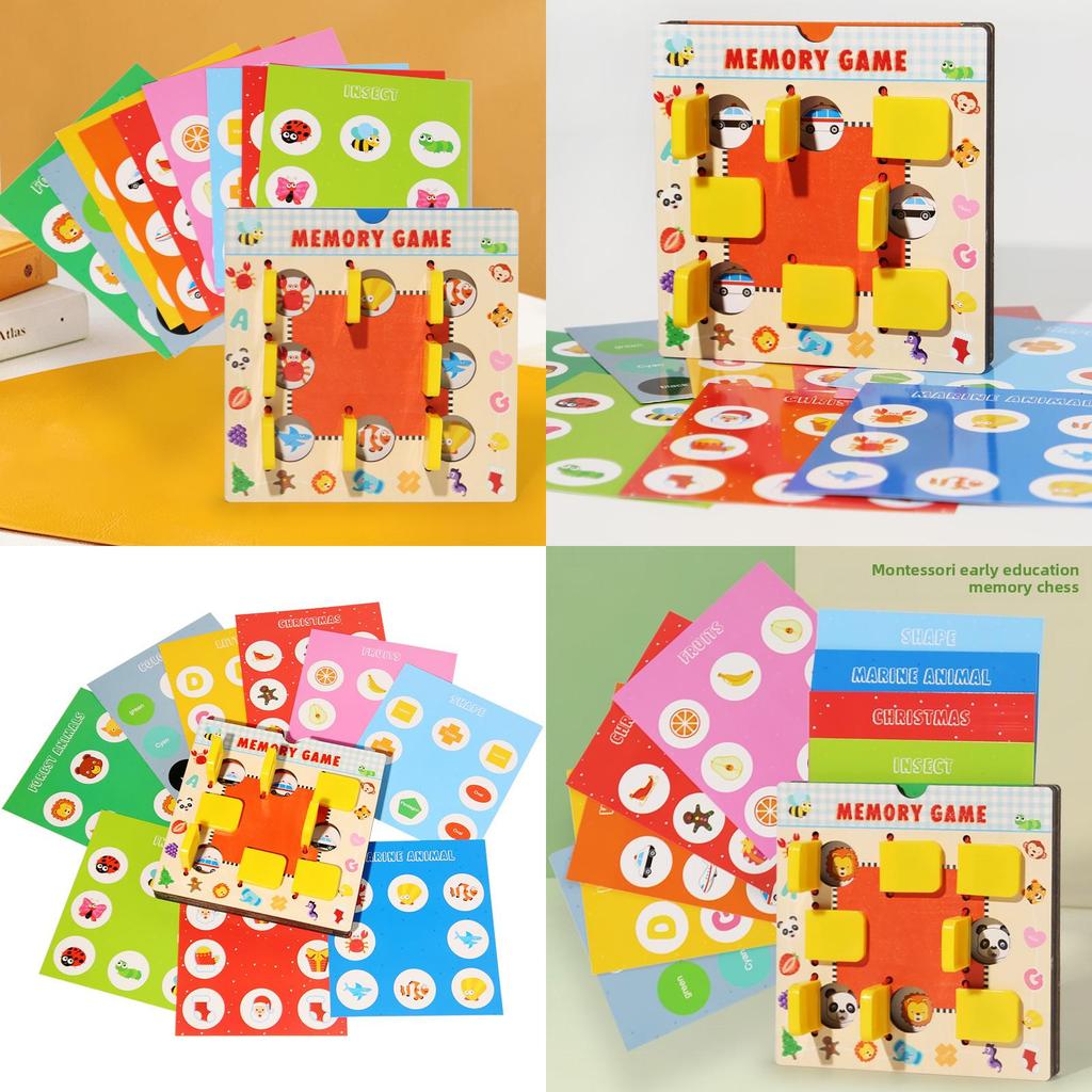 Wooden Memory Kids Flip Card Game Puzzle Challenge Toy For Development Brain