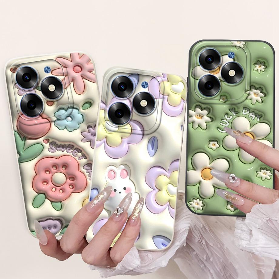 For Tecno Spark Go 2024 Case Tecno Spark 20c 20 Pop 8 Funda Aesthetic Cartoon Panda Rabbit Camera Protection Matte Soft Cover