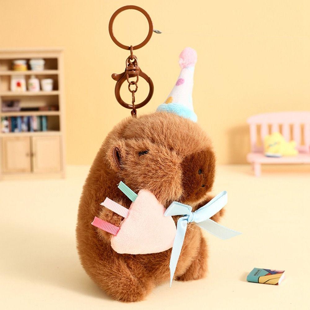 Happy Birthday Plush Capybara Keychain Cartoon Guinea Pig Pendant Birthday Gift
