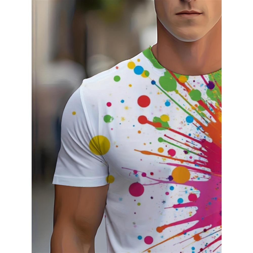 Men's T-shirt, 3D Printing, Round Neck and Short Sleeves, Casual Daily Wear