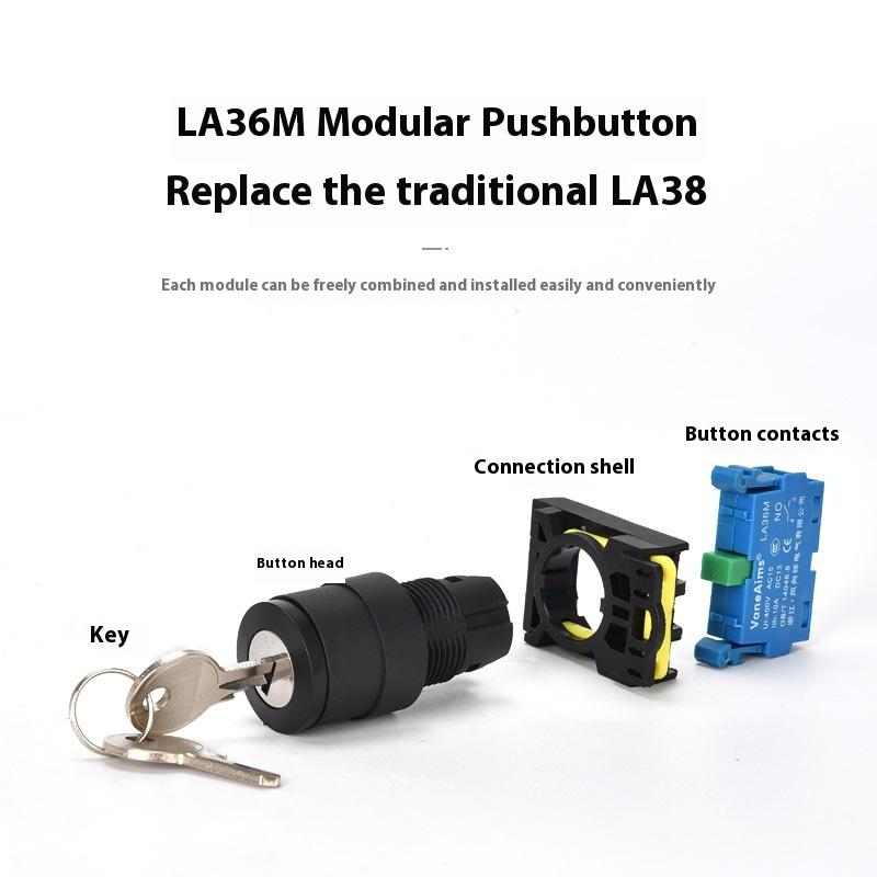 1 Set 12V 220V 10A 2/3 Position 1/2No 1/2Nc On Off Knob Button Rotary Switch Selector With Keys 22Mm La36M Key Switch