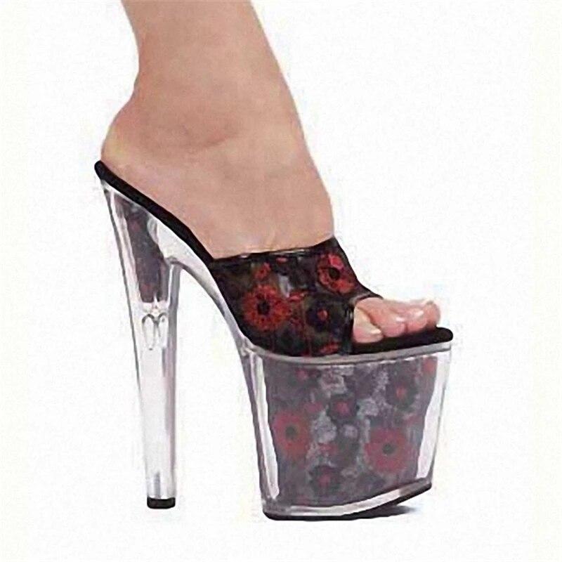 Women's Dance Platform Sandals  Shoes 20cm Heel  Ankle 10cm Platform  Sexy With Flower Rose Platform   YKC