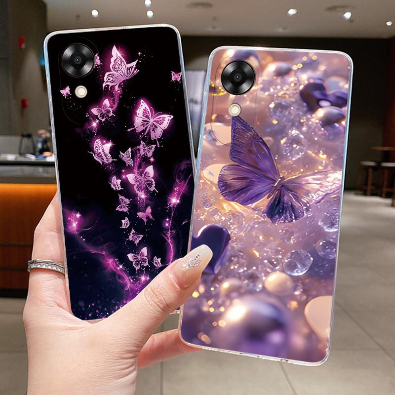 Jelly Case For OPPO A17K A17 CPH2477 CPH2471 Capa Flower Butterfly Bow Phone Cases OppoA17 A 17 17K 4G Soft Silicone TPU Cover