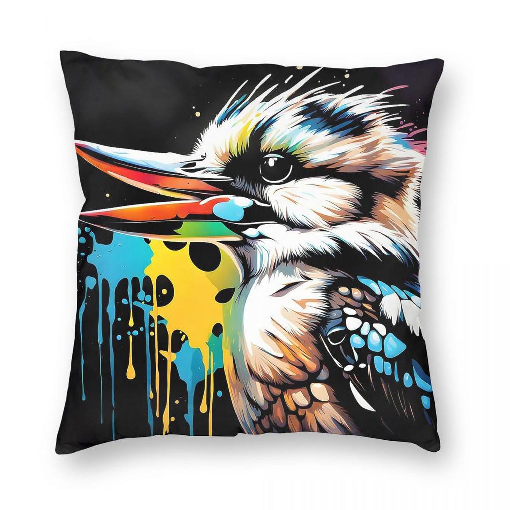 Kookaburra Graffiti Square Pillowcase Polyester Linen Velvet Pattern Zip Decorative Home Cushion Cover