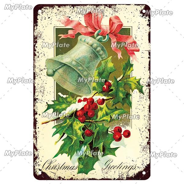 [MyPlate] 2023 Merry Christmas Metal Sign Gift Vintage Plaque Tin Sign Cafe Decor  Home Bar Sign Wall Sticker JOY Poster Gift