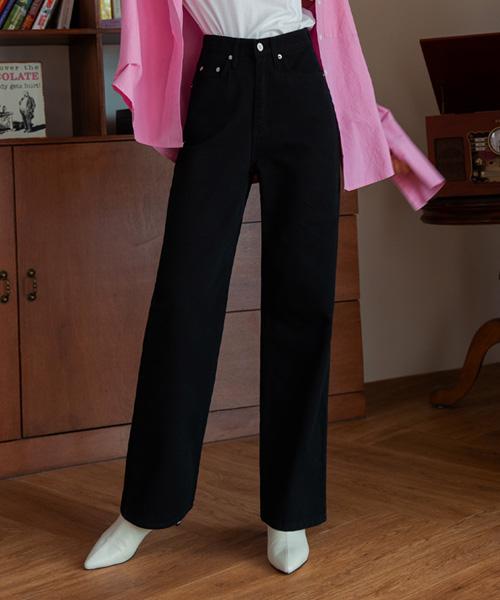 HAINT Beni Wide Long Straight Jeans_Black
