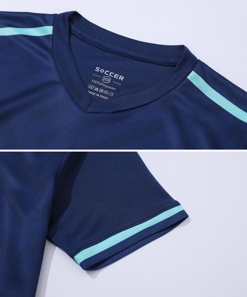 Hiheart Junior Training Wear Summer Short Sleeves and Size 140cm Kids' Soccer/Futsal Set, Boys' Wear, Shorts, Navy,