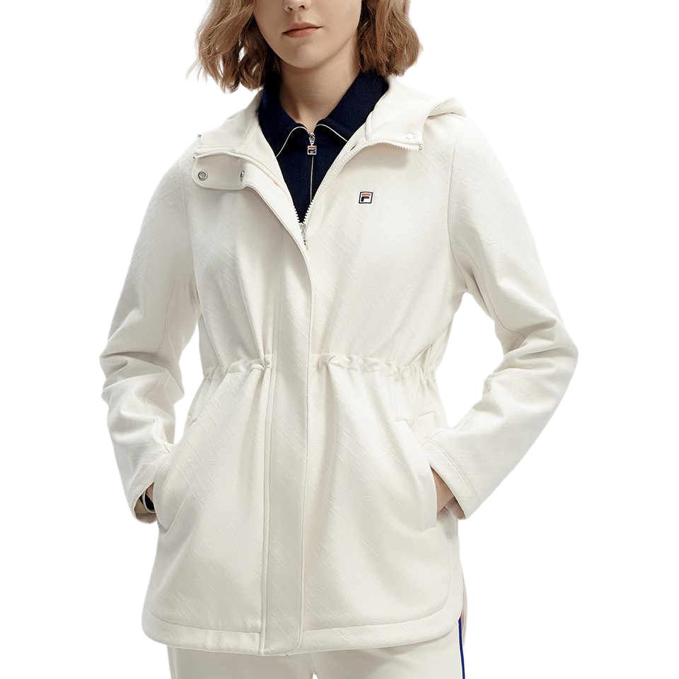 Fila Solid Color Hooded Casual Knit Jacket Women Jackets Steam-White F11W411506F-IV