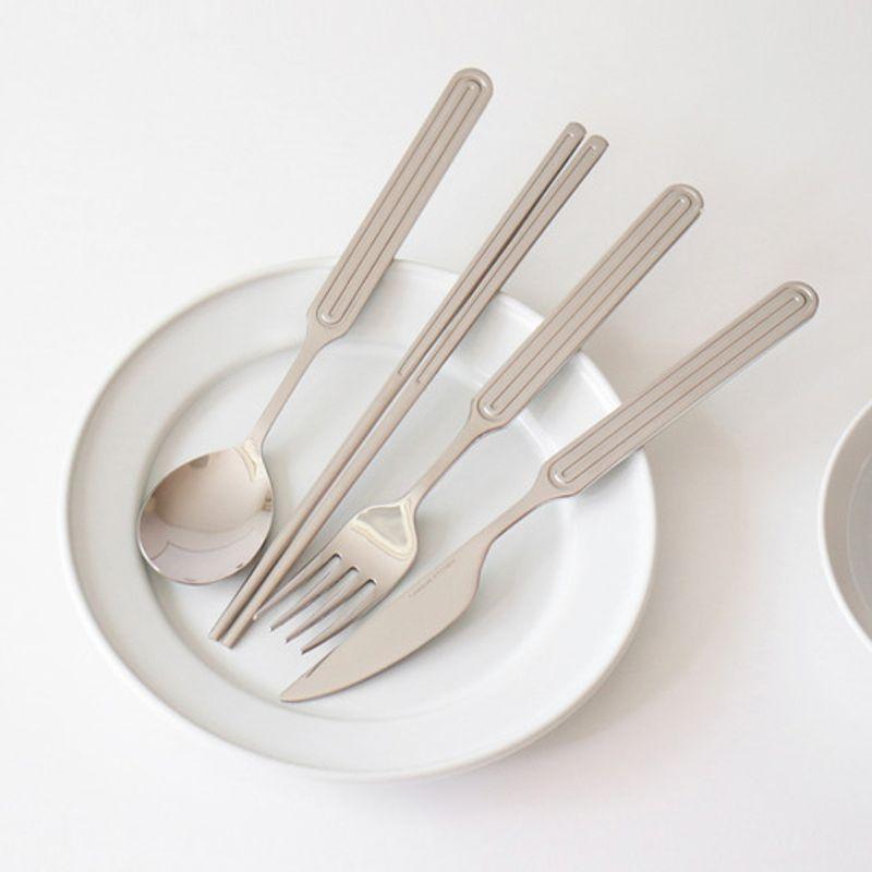 Kamomekitchen Ridge Helt Rostfritt Stål Bestick 4-delars Set (Sked, Ätpinnar, Gaffel, Kniv)