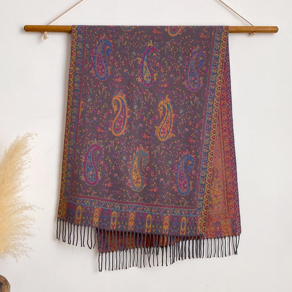 Retro Ethnic Style Popular High-End Atmosphere Jacquard Cashew Shawl Scarf A Versatile