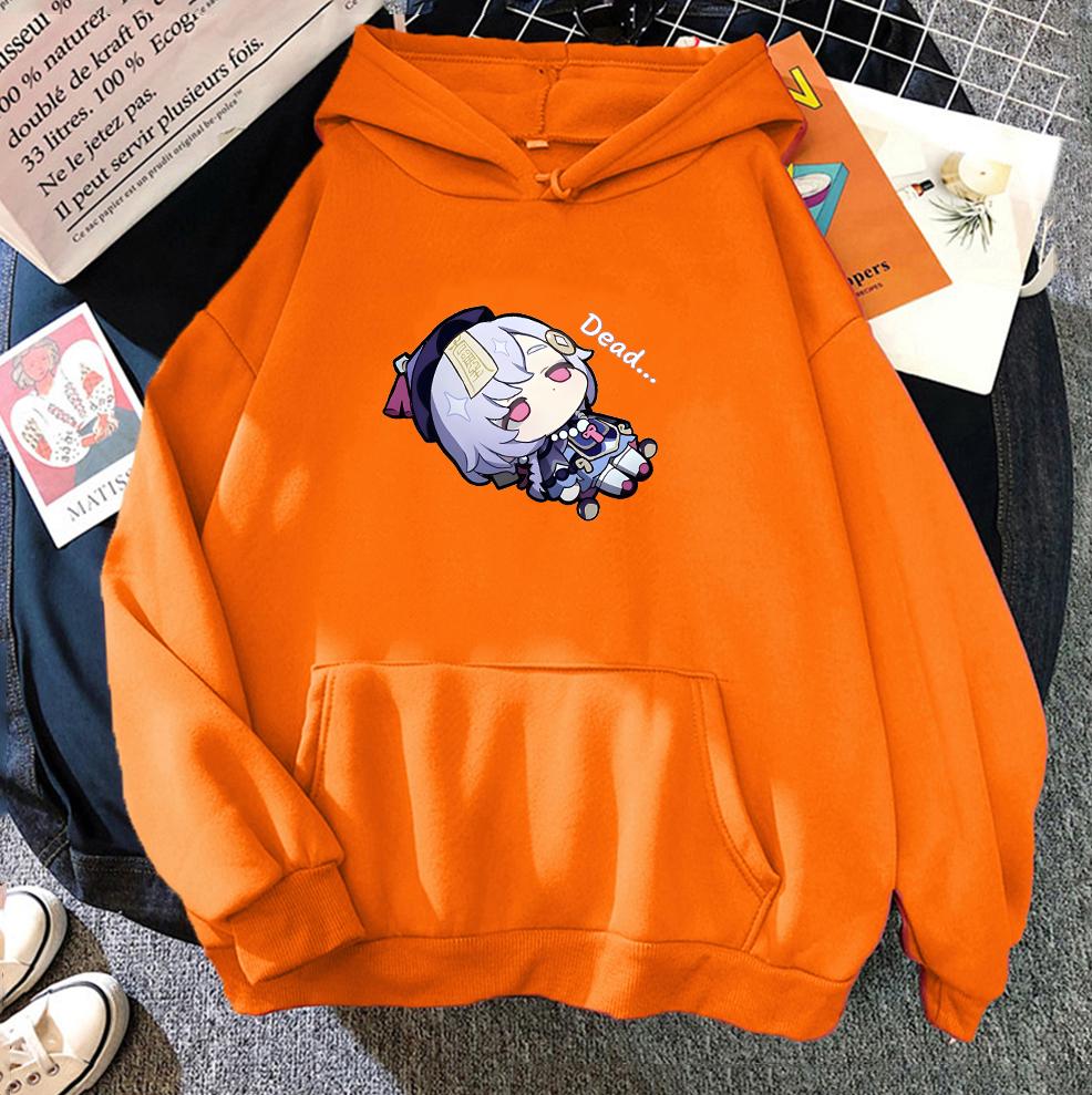 Kawaii Genshin Impact Qiqi Hoodies Anime Sweatshirts Women Long Sleeve Hoodie Graphic Streetwear Sudaderas Y2K Tops