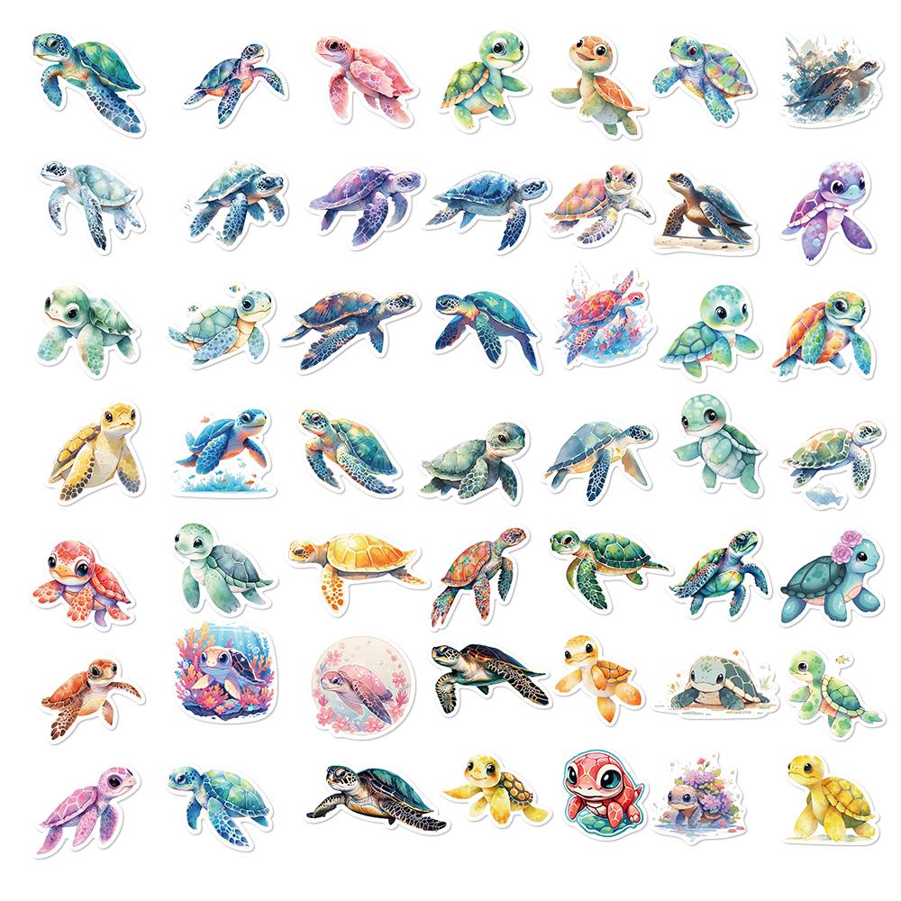50PCS Cartoon Colorful Sea Turtle Stickers Laptop Phone Skateboard Motorcycle Car Waterproof Sticker Classic Toy