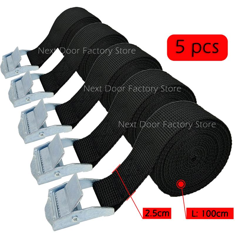 5pcs 1M Buckle Tie-Down Belt Cargo Straps For Car Motorcycle Bike With Metal Buckle Tow Rope Ratchet Belt for Luggage 2 Colors