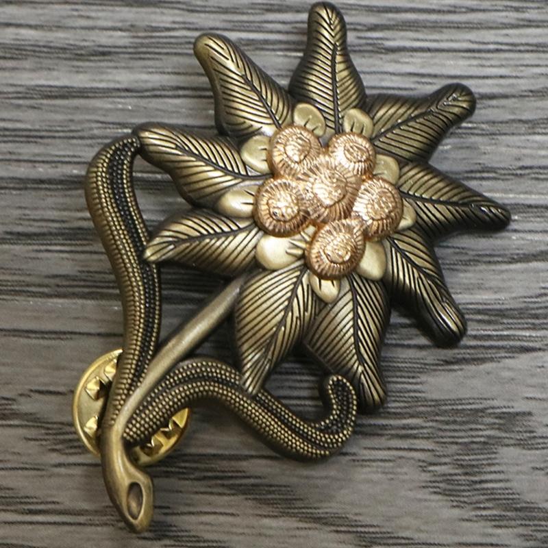 Odznaka 2w II Edelweiss Armii Niemieckiej Pin do Klapy Górskich Wojsk Niemieckich Broszka Edelweiss Ozdobna Odznaka dla Kobiet Mężczyzn