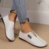 2024 Sommer Damen Weiches Leder Slipper Ballerinas, Runde Zehenpartie, Übergrößen verfügbar