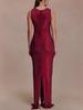 European American Women's Sleeveless Sequin Back Slit Evening Gown