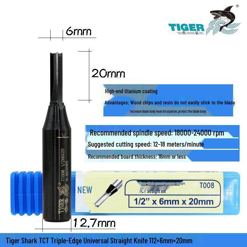 

Tiger Shark TCT Three-Flute Universal Straight Knife Woodworking CNC Grooving & Cutting Milling Cutter