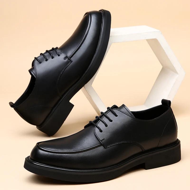 FashionLeather Men Dress Shoes Classic Men's Business Footwear Male Comfortable Oxfords Lace Up Oxfords Business Work Men's Shoes