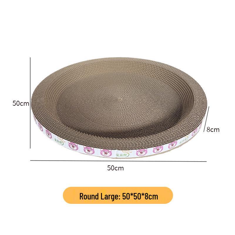 Large Oval Cat Scratching Bed: Durable, Shed-Free Corrugated Cardboard for Claw Maintenance and Comfort.