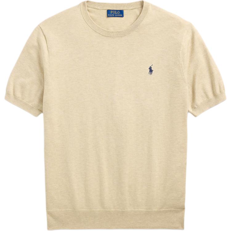 

Polo Ralph Lauren Хлопковый трикотажный топ с коротким рукавом и круглым вырезом для мужчин топы Песочный MNPOSWE1N820036-101 XL