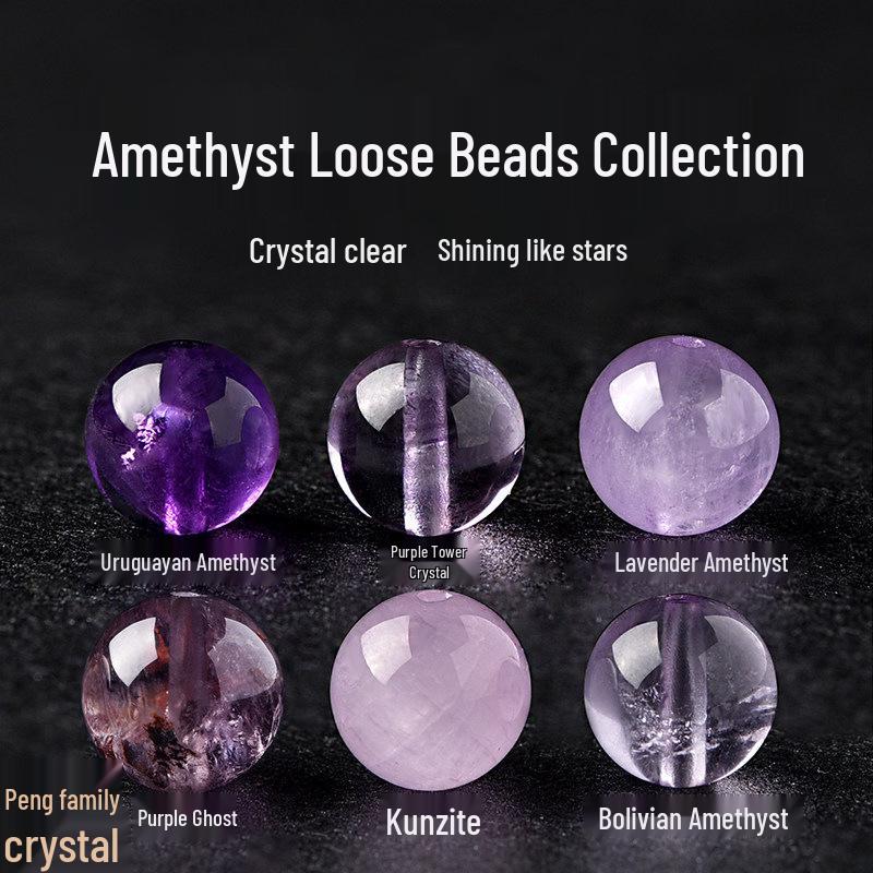 Lavender Purple Amethyst & Lepidolite Crystal Beads for DIY Jewelry Making