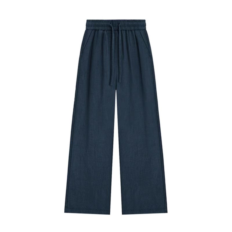 Tencel Linen Casual Pants Women's Summer Thin Fat Sister Covering Belly Thin Pear Shapes Straight-leg Ice Silk Wide-Leg Pants