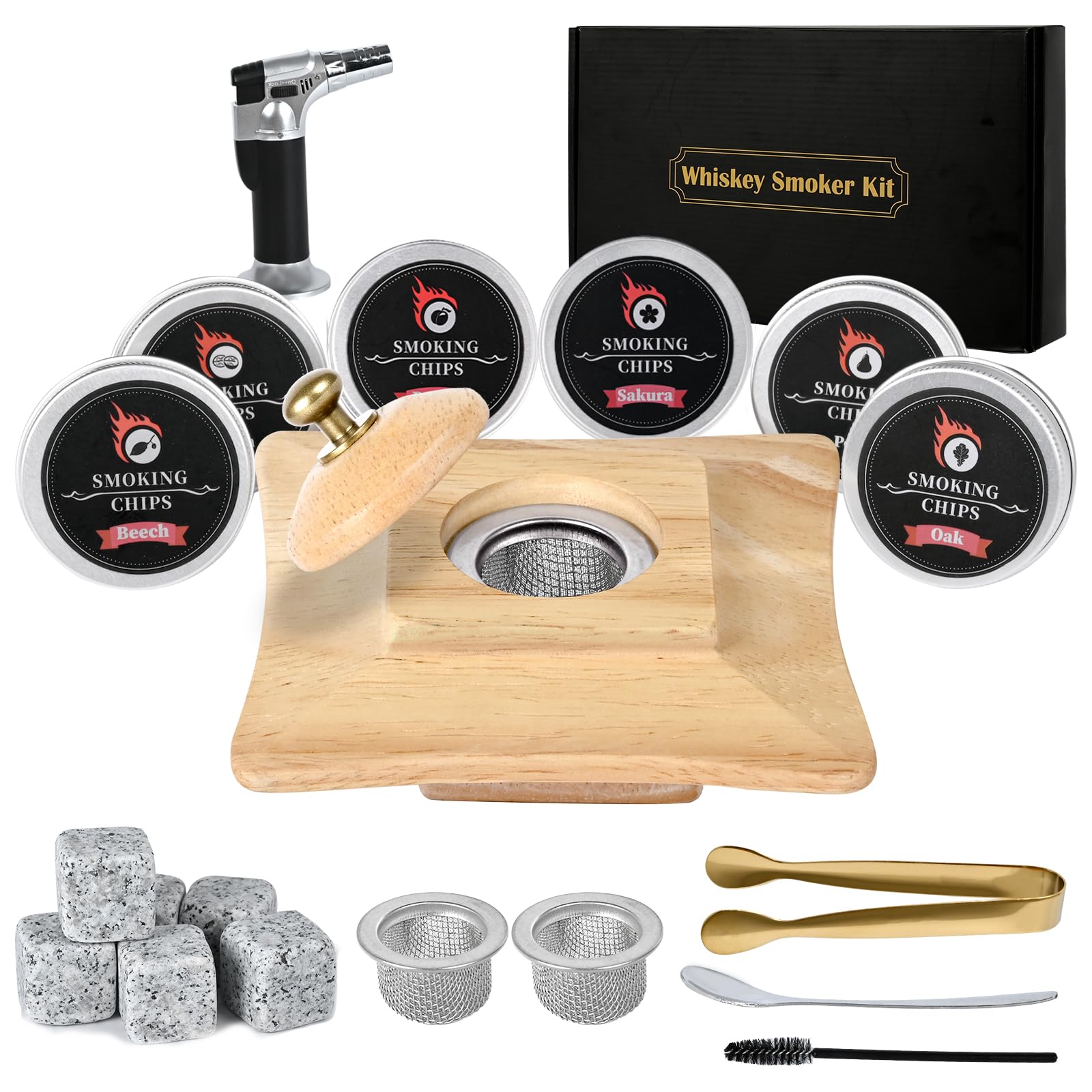 

TEEMOO Cocktail Smoker Glass Top Smoker with 6 Types of Chips - Cocktail Smoke, Whiskey Smoker, Glass Smoker, Smoking Set, Camping Smoker Kit, Father