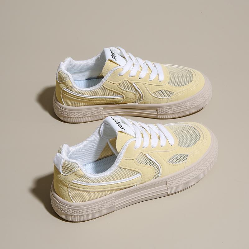 CRLAYDK Womens Platform Mesh Skate Shoes Lace Up Casual Sneakers Summer Ladies Non Slip Sports Walking Flat Tennis