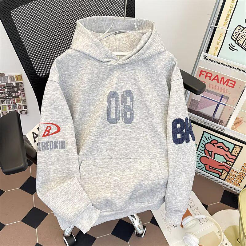Autumn Unisex Letter Print Embroidered Hoodie - Casual Trendy Loose Fit