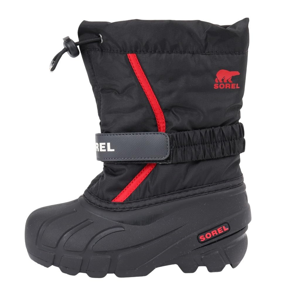 SOREL Children's Flurry Boots, NC5192 015 (Black and Red, Size 14, Junior)