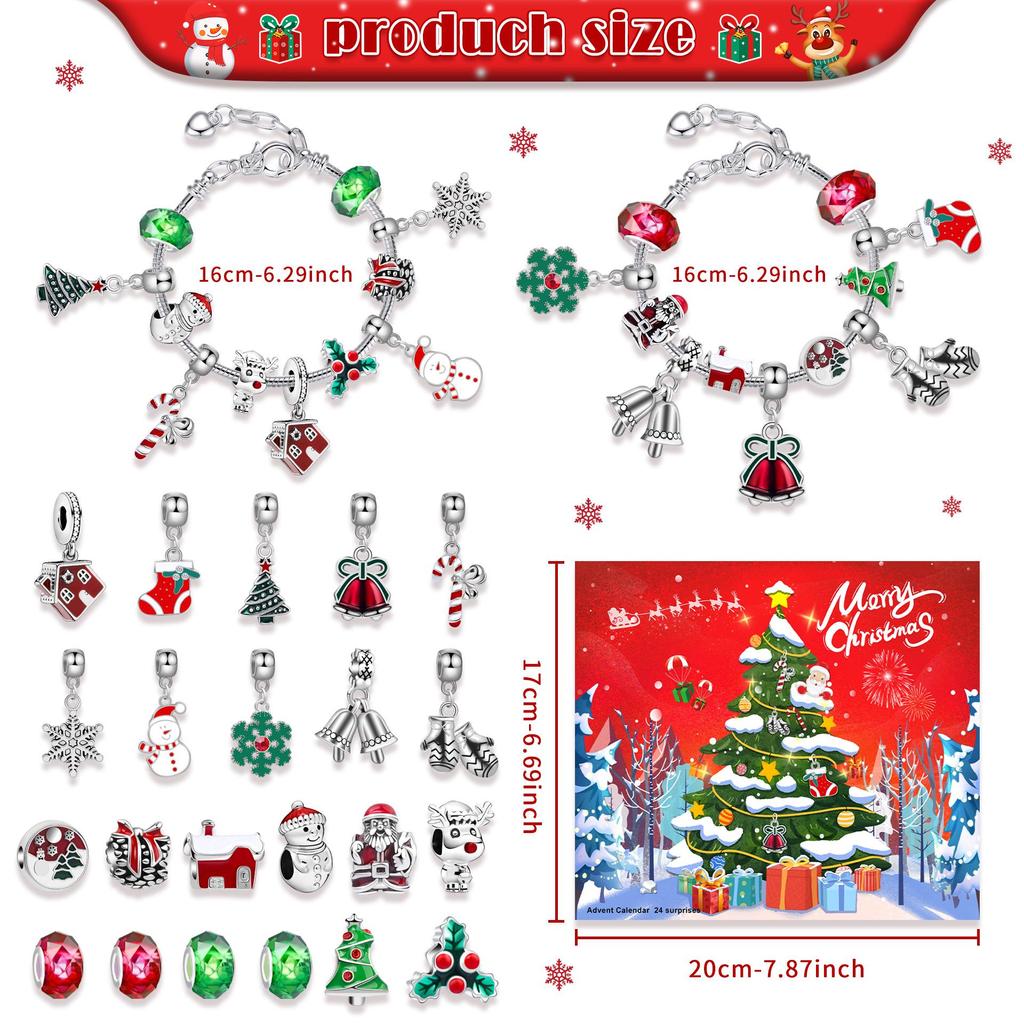 Kinder DIY Handgemachter Schmuck Perlen Schneemann Adventskalender - 24 Fächer Weihnachtsgeschenk