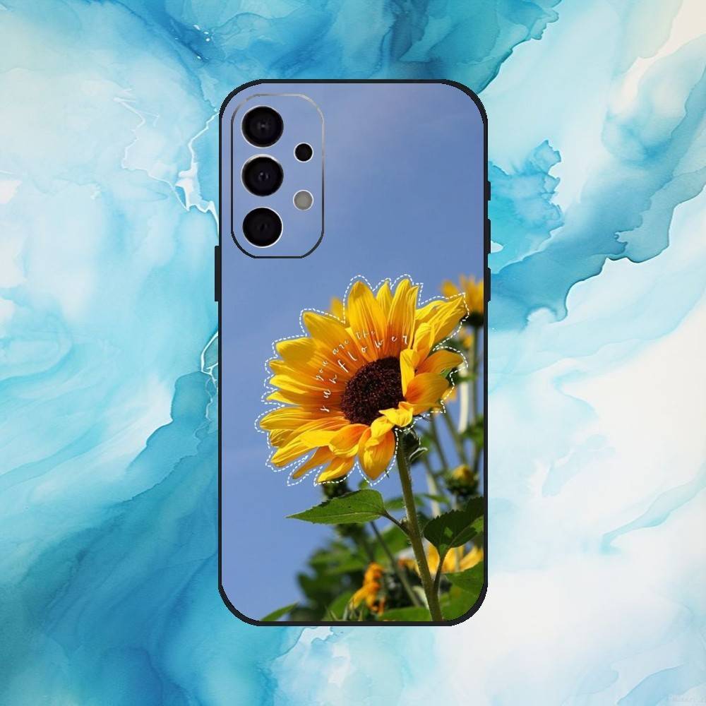 Beautiful S-Sunflower Phone Case For Samsung Galaxy A73,A72,A71,A70,A53,A52,A51,Soft Silicone Black Cover